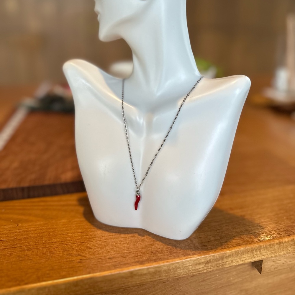 Italian Horn Silver Lucky Necklace Petite Dainty Delicate
